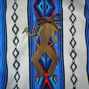 1990s RUSTIC Metal Christmas Ornament NATIVE AMERICAN Southwest Vintage Tex-Mex
